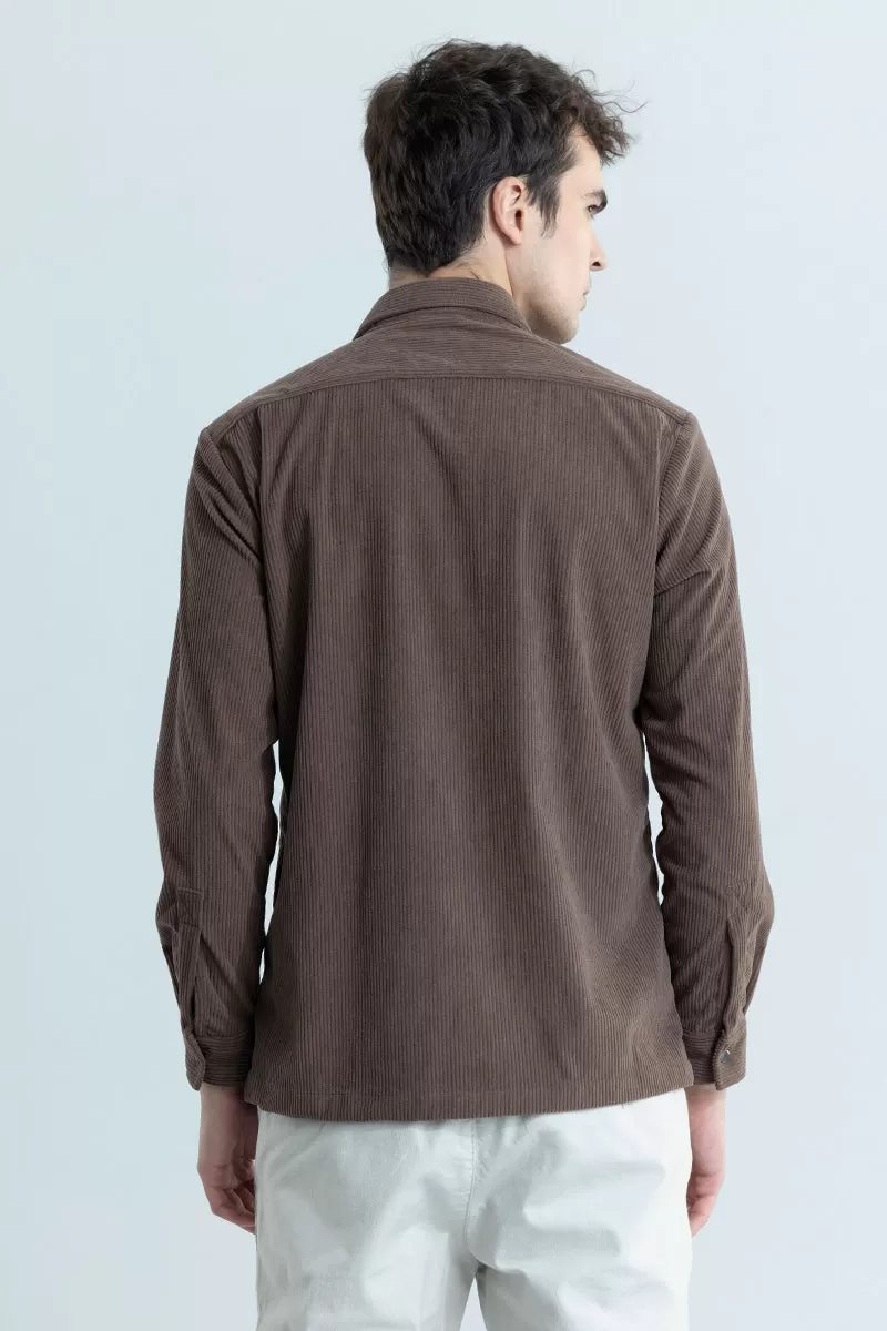 Jezzi Chocolate Brown Corduroy Overshirt