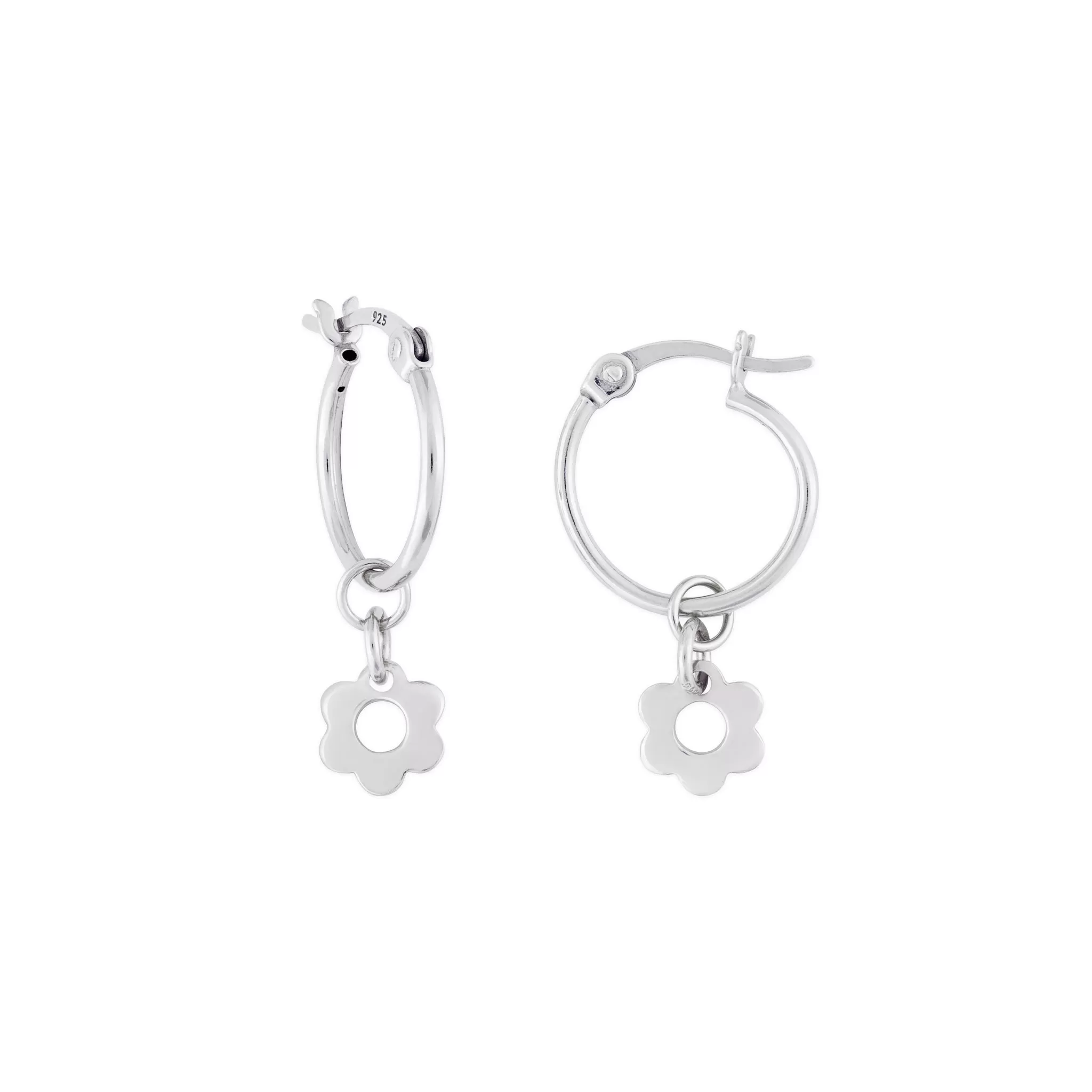 KAIA HOOP EARRINGS SILVER FLOWER