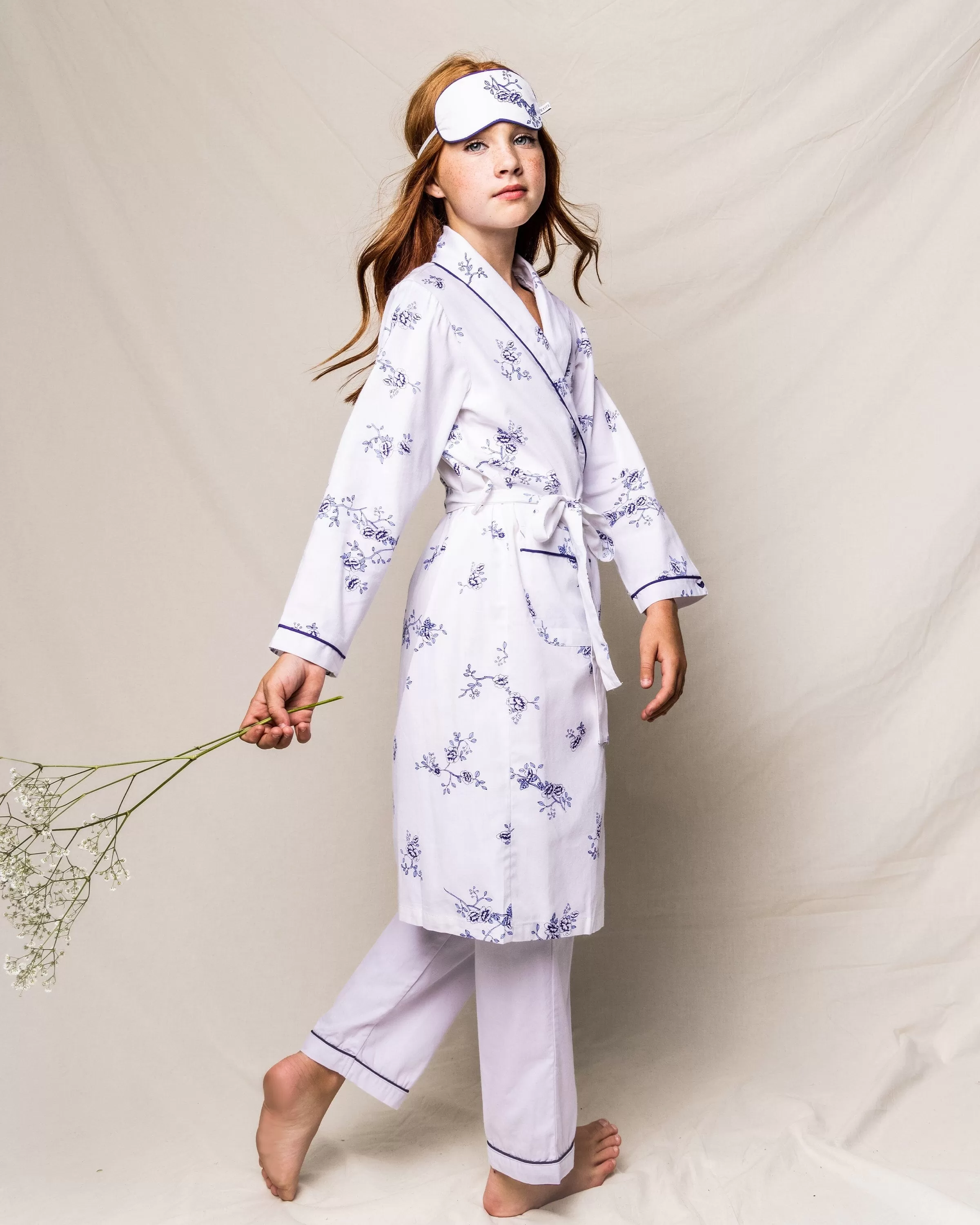 Kid's Twill Robe | Indigo Floral