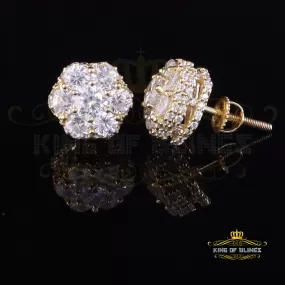 King of Bling's 2.00ct Cubic Zirconia 925 Yellow Silver Sterling Hip Hop Floral Women's Earrings