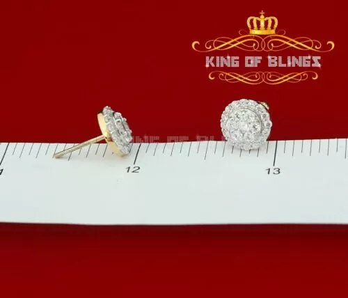 King of Bling's 925 Yellow Silver 1.96ct Cubic Zirconia Women's & Men's Hip Hop Round Earrings