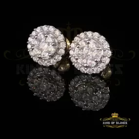 King of Bling's 925 Yellow Silver 1.96ct Cubic Zirconia Women's & Men's Hip Hop Round Earrings