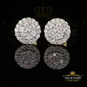 King of Bling's Aretes Para Hombre 925 Yellow Silver 0.88ct Cubic Zirconia Round Women's Earring