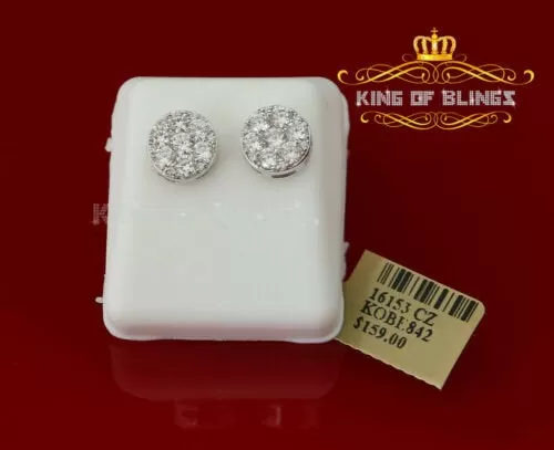 King of Blings- 2.76 ct Cubic Zirconia 925 White Silver Women's & Men's Hip Hop Round Earrings