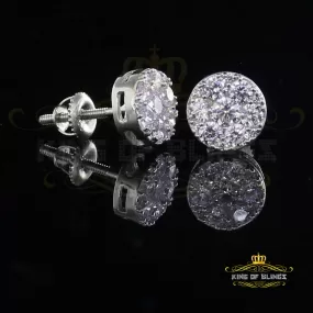 King of Blings- 2.76 ct Cubic Zirconia 925 White Silver Women's & Men's Hip Hop Round Earrings