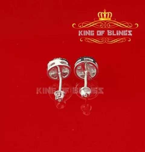 King of Blings- 2.76 ct Cubic Zirconia 925 White Silver Women's & Men's Hip Hop Round Earrings