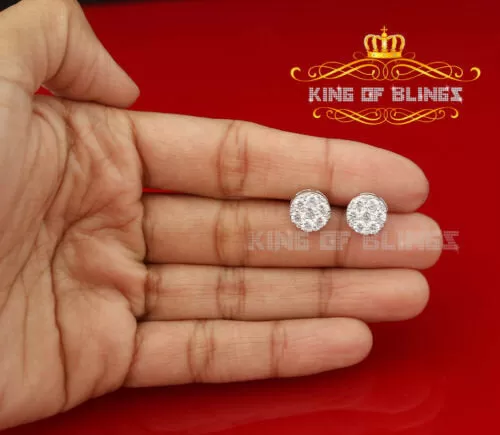 King of Blings- 2.76 ct Cubic Zirconia 925 White Silver Women's & Men's Hip Hop Round Earrings