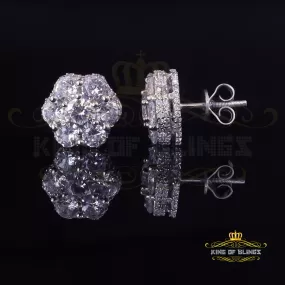 King of Blings- 3.00ct Cubic Zirconia 925 White Silver Sterling Hip Hop Floral Women's Earrings