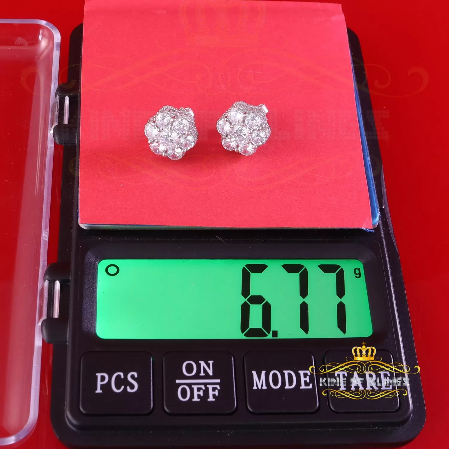 King of Blings- 3.00ct Cubic Zirconia 925 White Silver Sterling Hip Hop Floral Women's Earrings