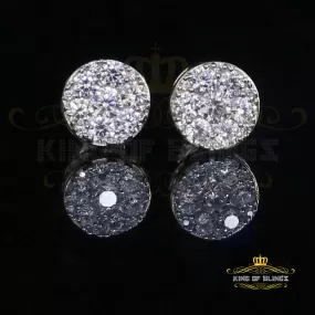 King of Blings- 3.02ct Cubic Zirconia 925 White Sterling Silver Hip Hop Round Earring for Ladies