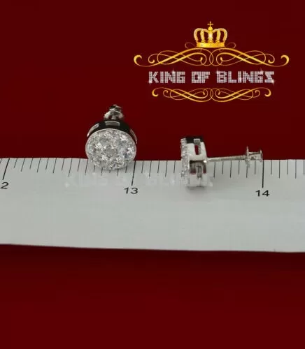 King of Blings- 3.02ct Cubic Zirconia 925 White Sterling Silver Hip Hop Round Earring for Ladies