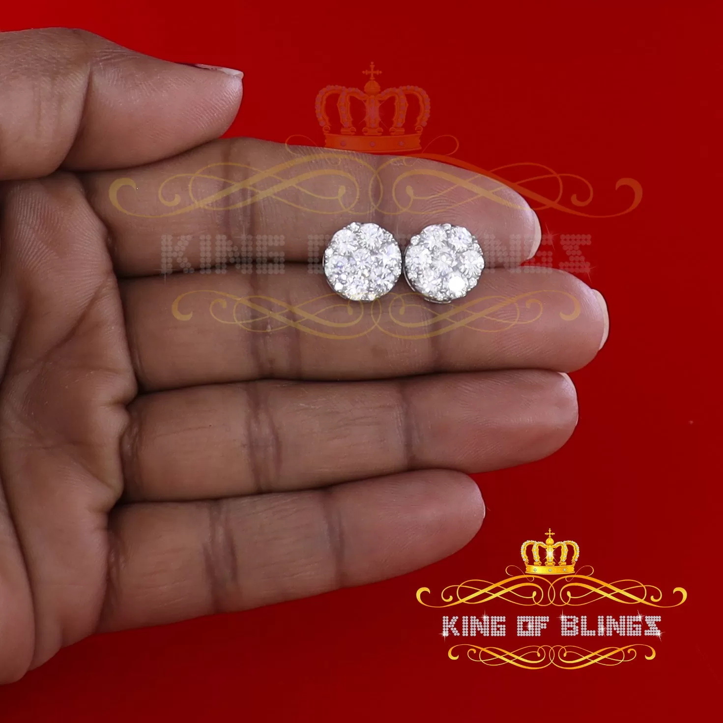 King of Blings- White 925 Sterling Silver 4.83ct Cubic Zirconia Women's & Men's Round Earrings