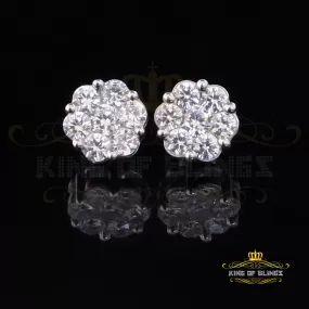 King of Blings- White 925 Sterling Silver 4.83ct Cubic Zirconia Women's & Men's Round Earrings