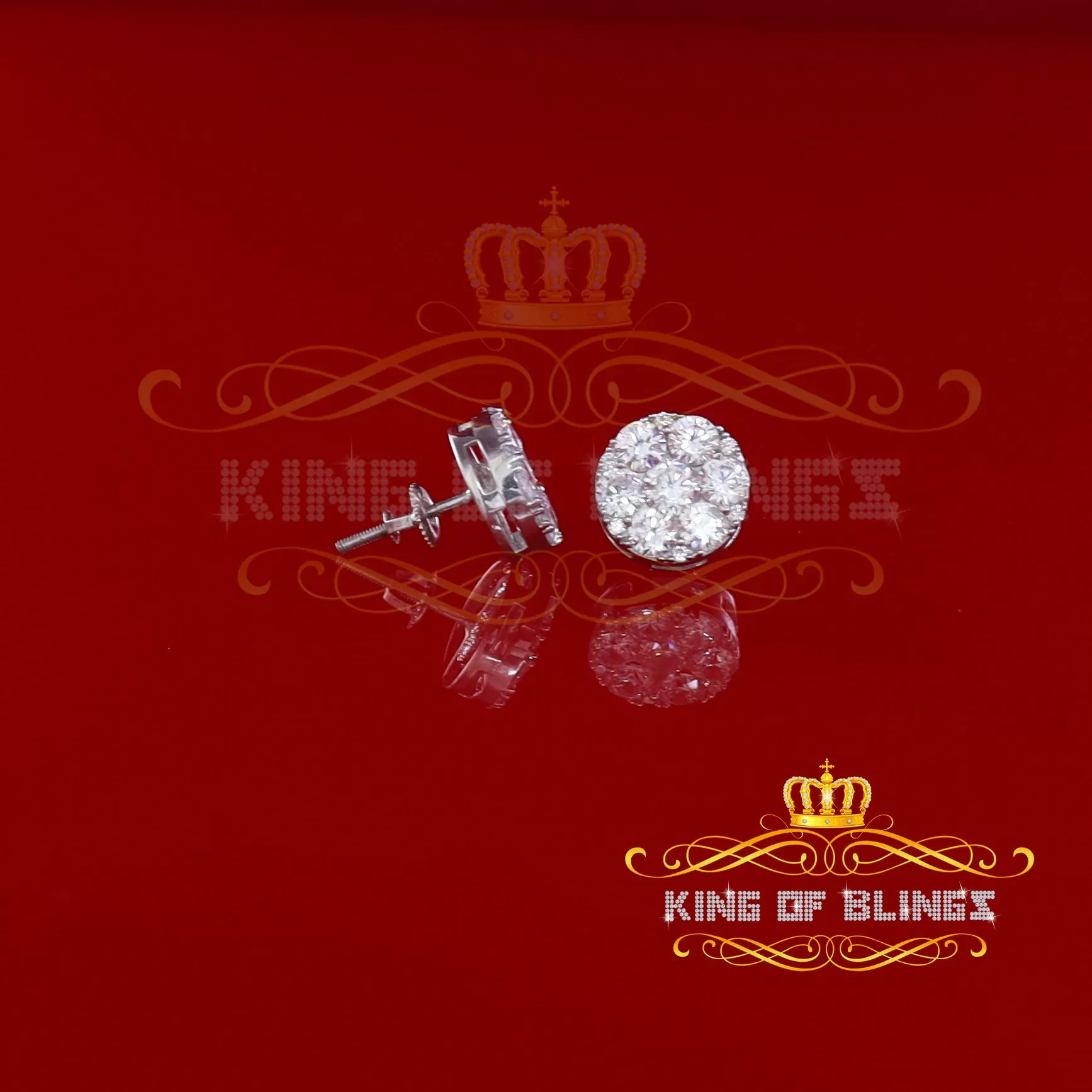 King of Blings- White 925 Sterling Silver 4.83ct Cubic Zirconia Women's & Men's Round Earrings