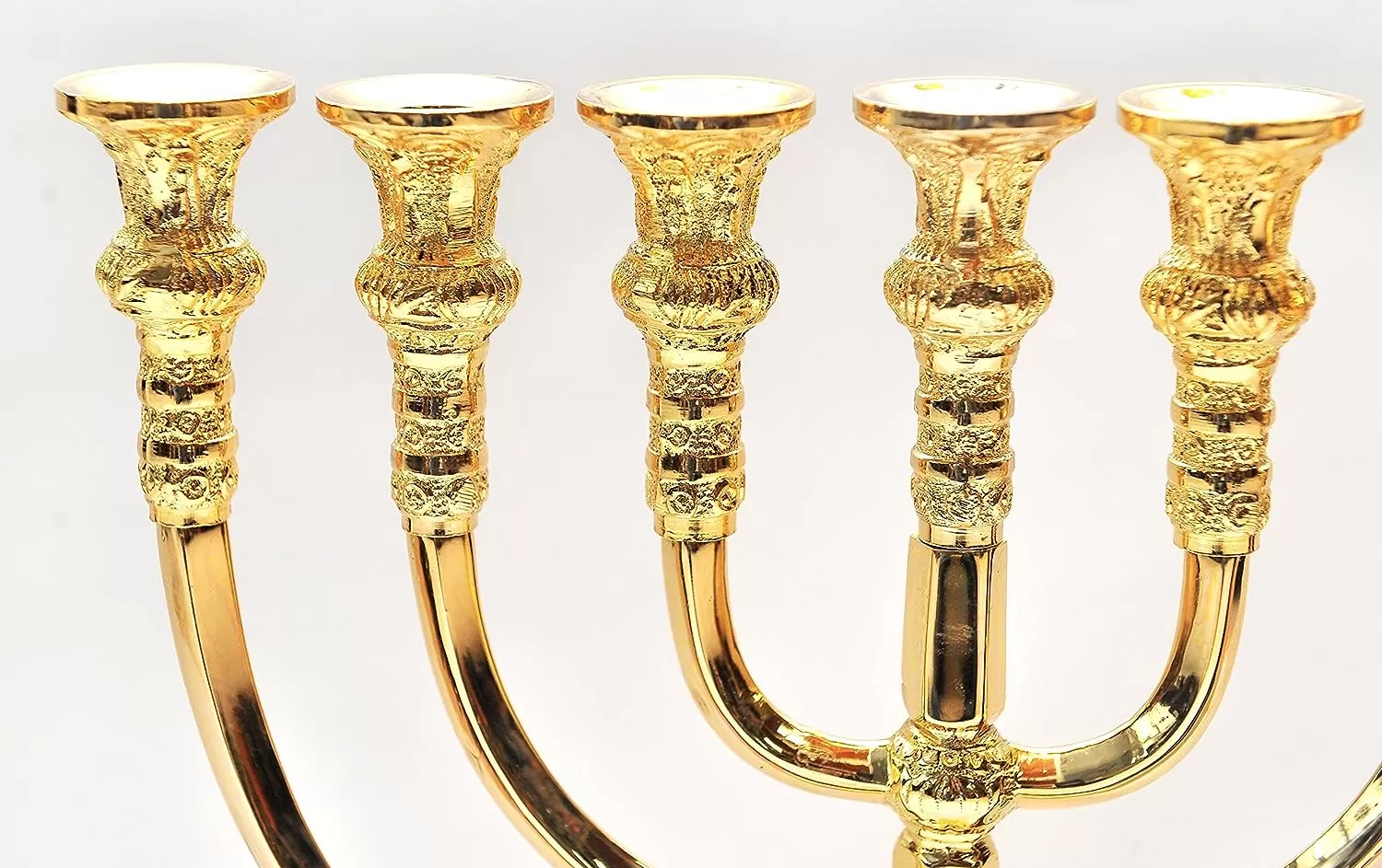 Large Authentic Menorah Gold Plated Candle Holder from Jerusalem 14.2″ / 36cm