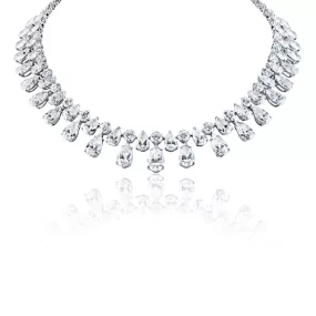 Latacia 89 Carat Combine Mix Shape Lab-Grown Diamond Necklace in 18k White Gold