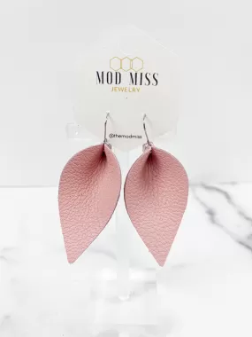 Leather Petal Earring Blush Pink