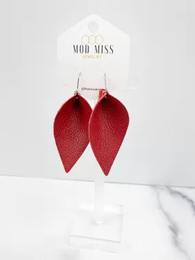 Leather Petal Earring True Red