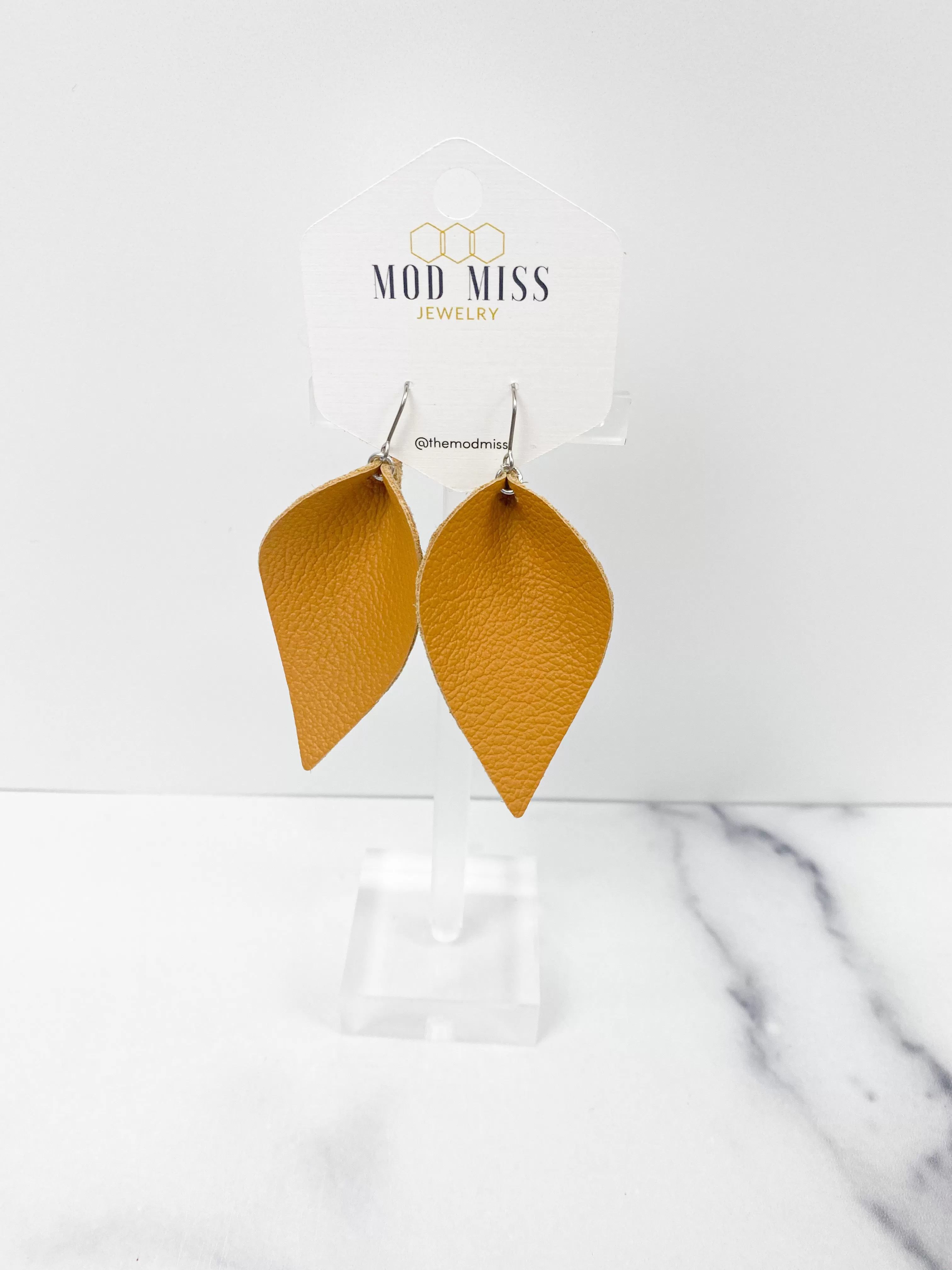 Leather Petal Earring Yellow