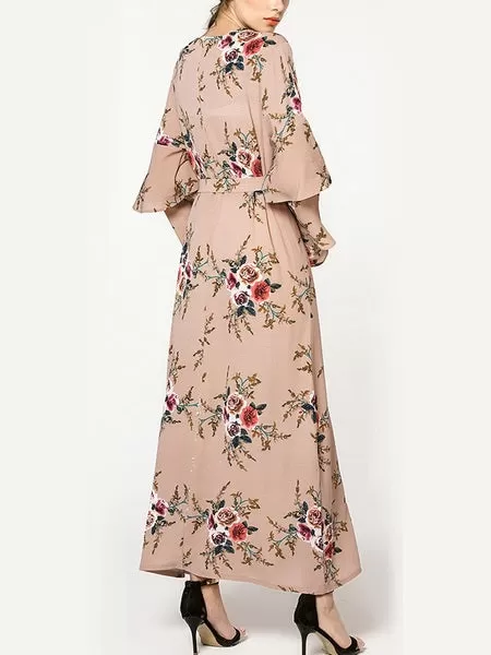 (M-7XL) Kiera Floral Tier Sleeve Plus Size Abaya Hijab Muslim Long Sleeve Maxi Dress