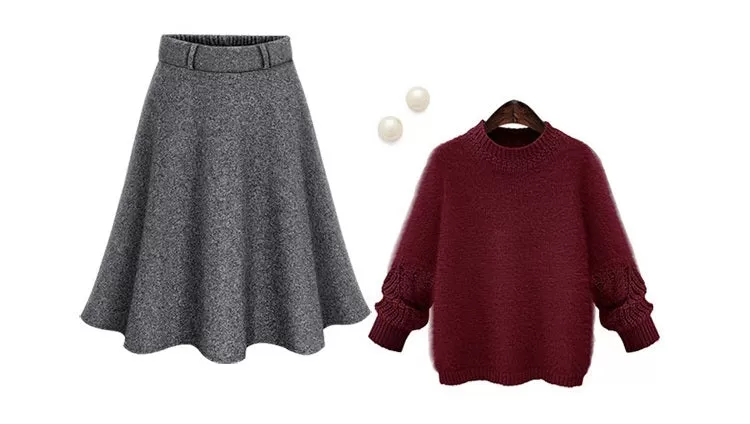 Marie-Ange Woolen Swing Skirt