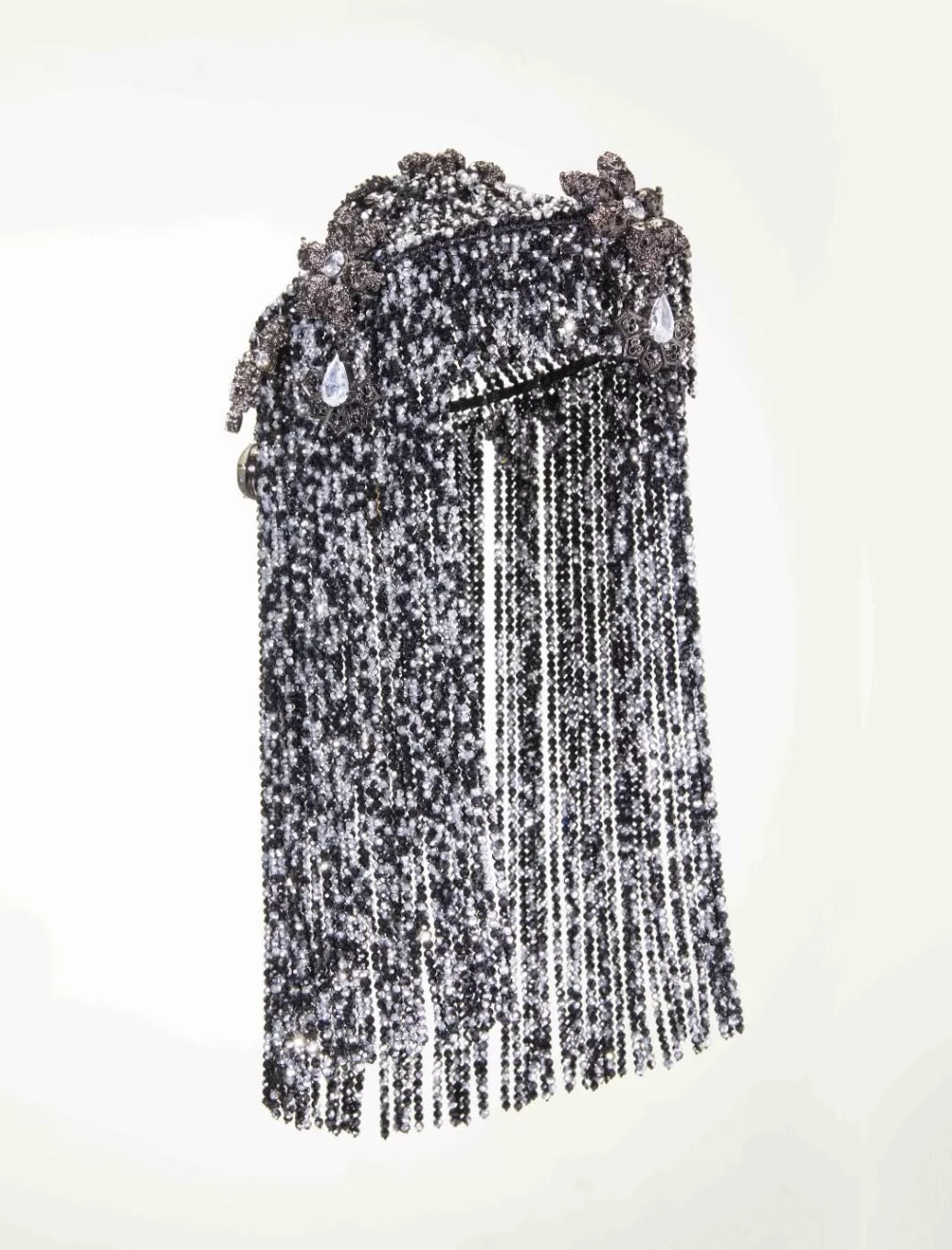 MCL Design Jeweled Beaded Black & White Headdress