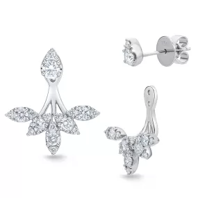 Memoire 18k White Gold Diamond Studs with Vintage Petal Jacket