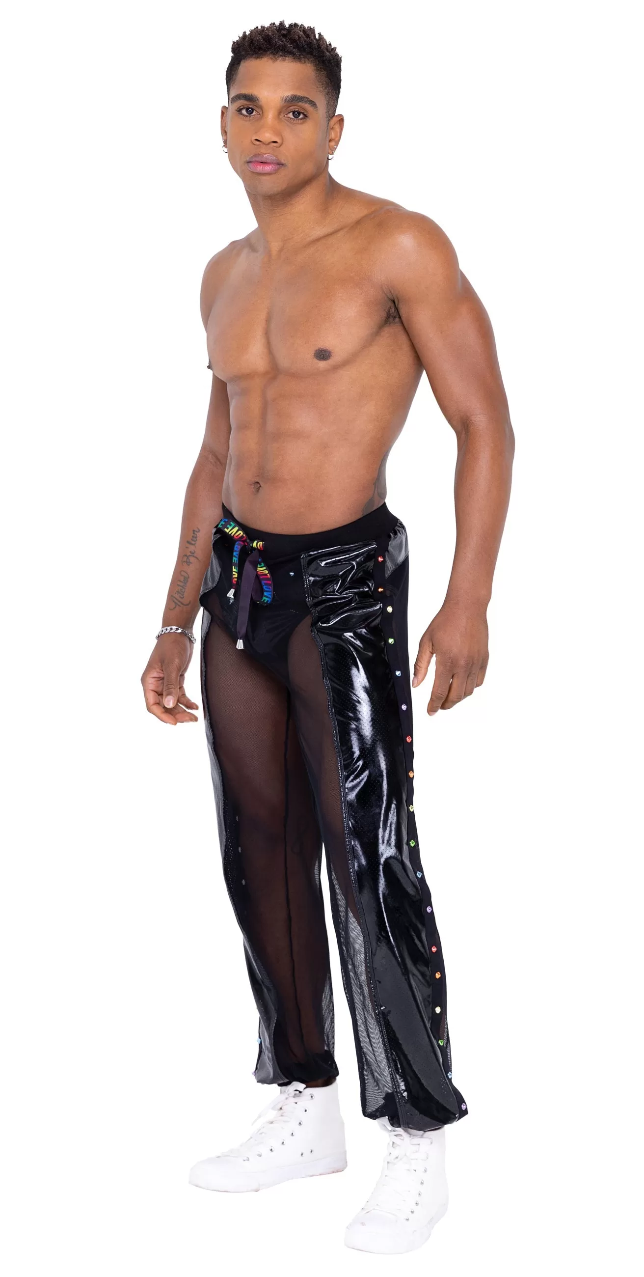 Mens Pride Vinyl Mesh & Mesh Joggers