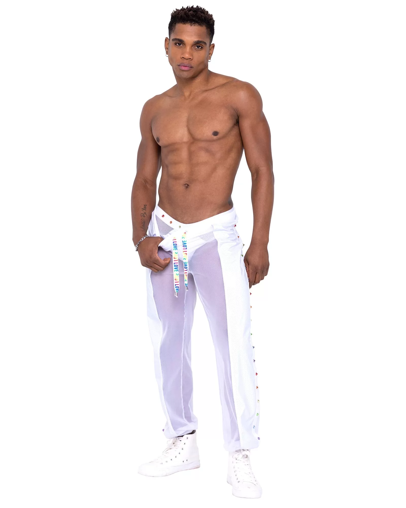 Mens Pride Vinyl Mesh & Mesh Joggers