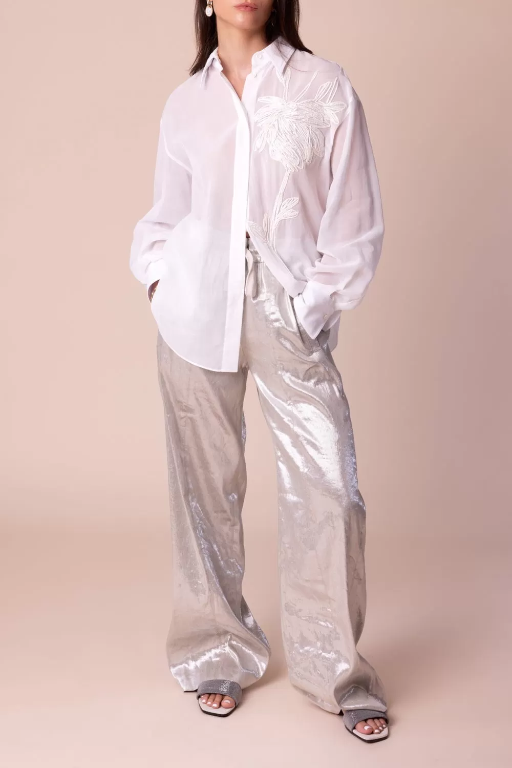 Metallic Drawstring Pant