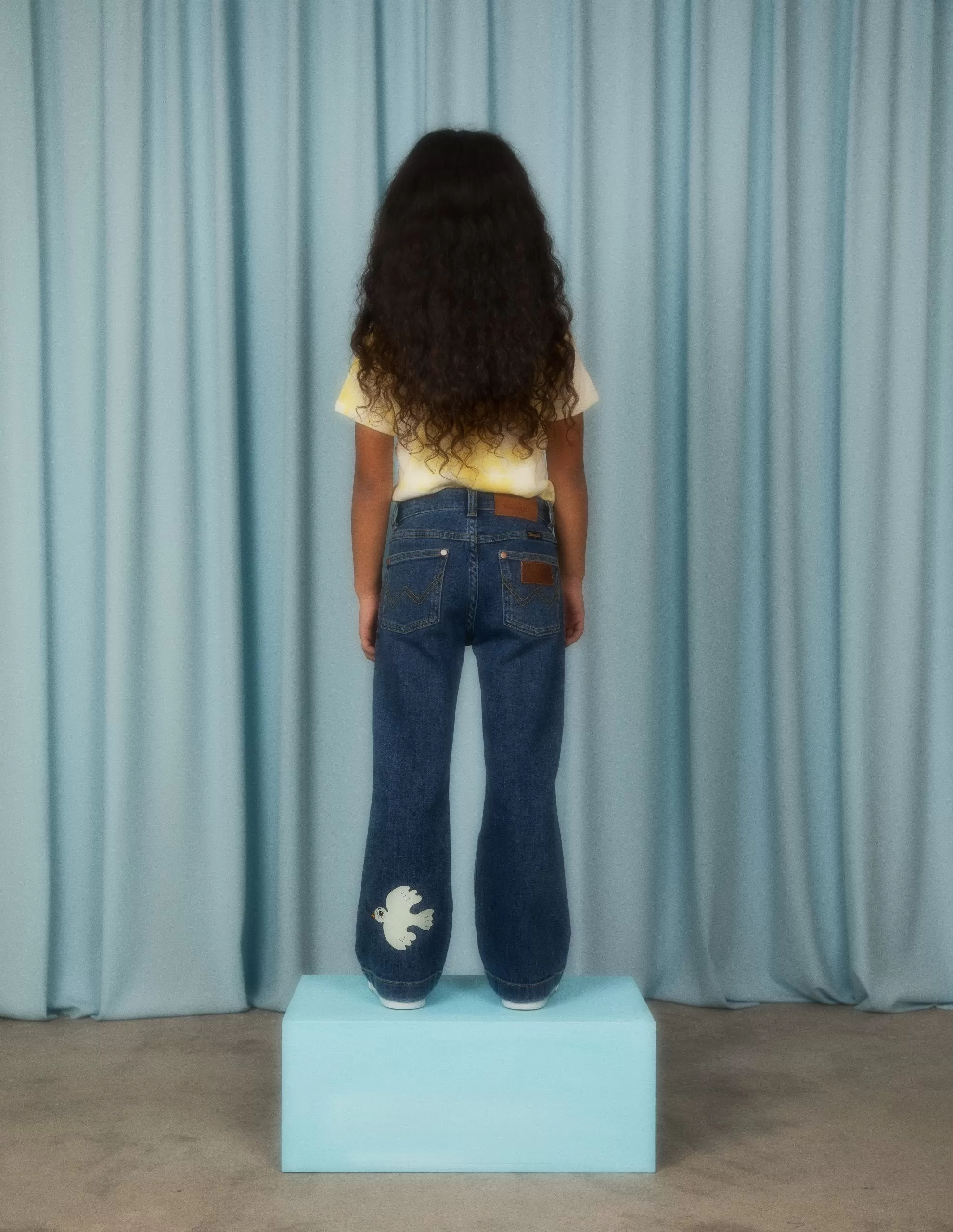 Mini Rodini X Wrangler | Peace dove denim flared jeans