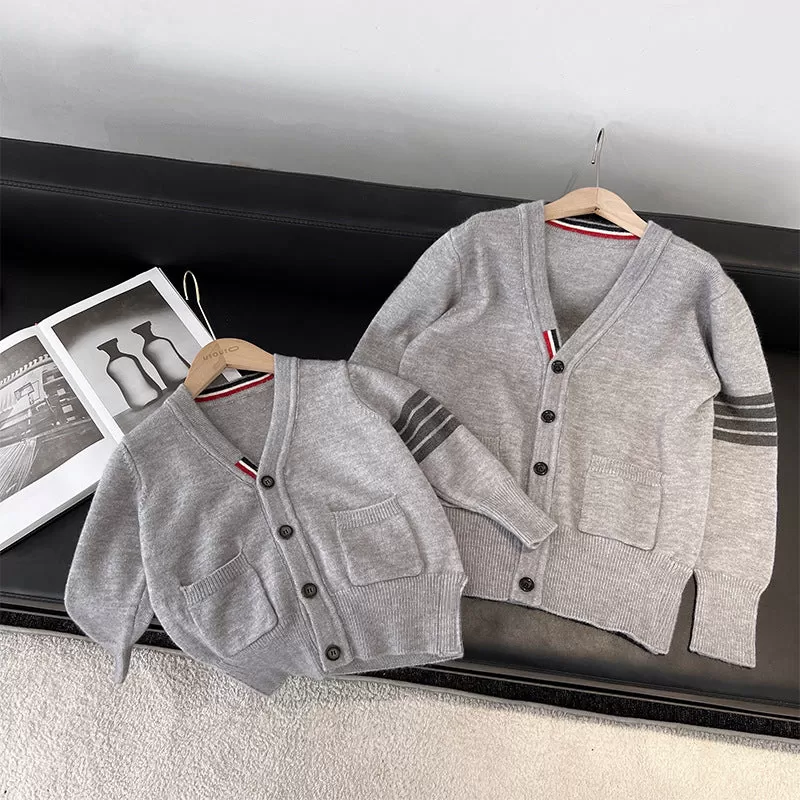 Mommy And Me Baby Kid Striped Cardigan