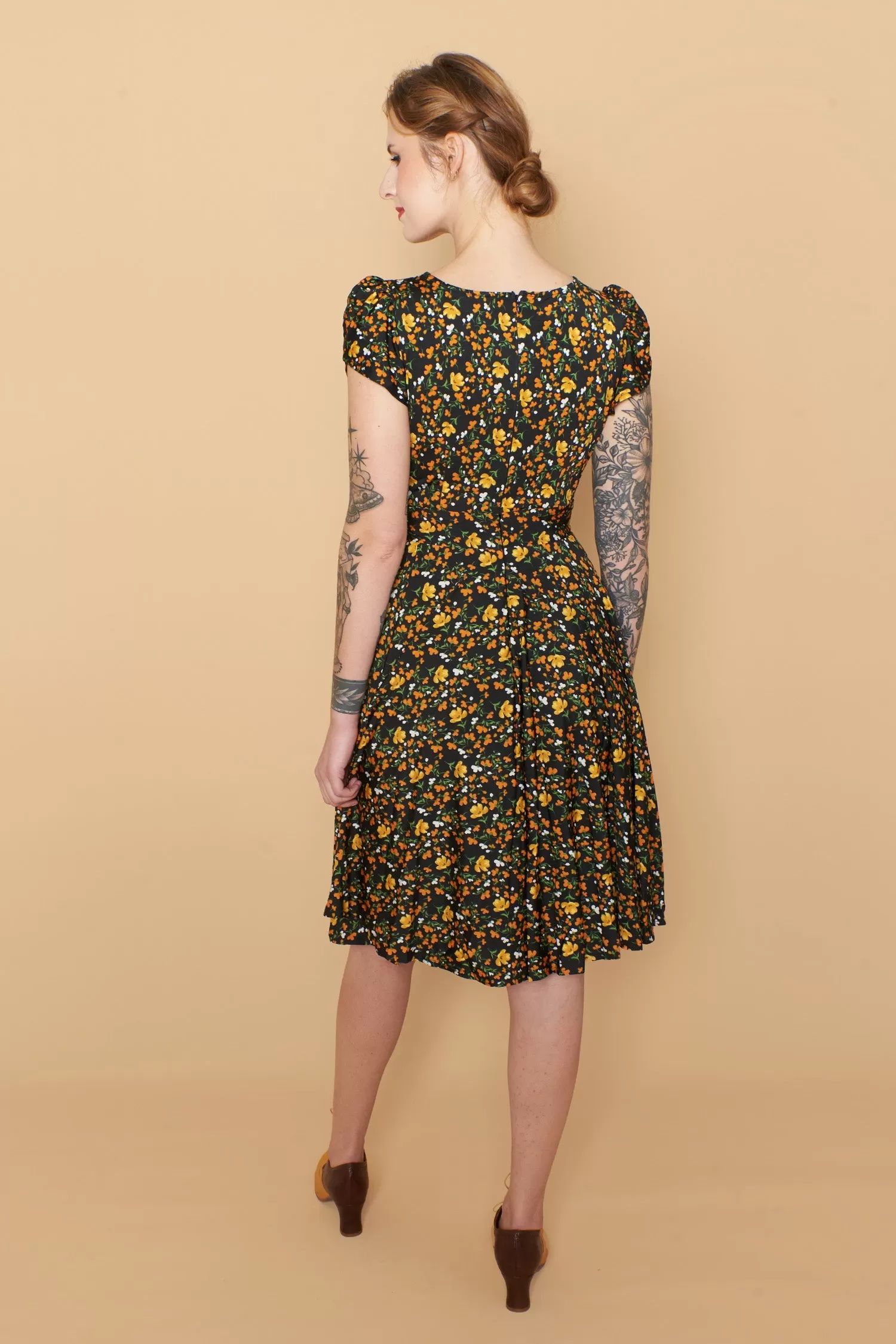 Mustard & Orange Floral Jersey Dress