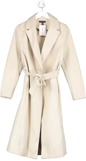 New Look Beige Belted Wool Look Coat UK 10