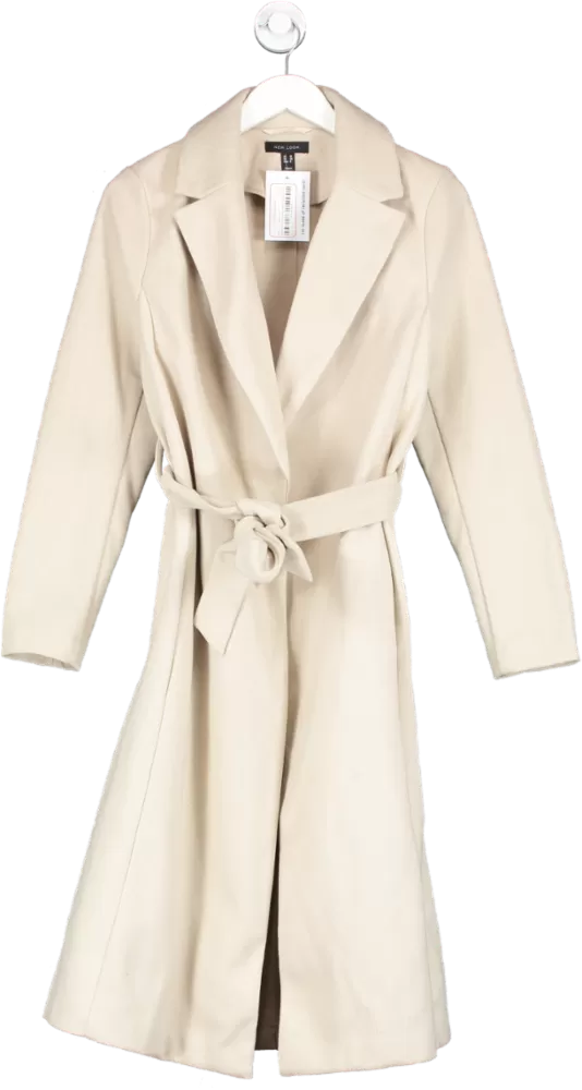 New Look Beige Belted Wool Look Coat UK 10