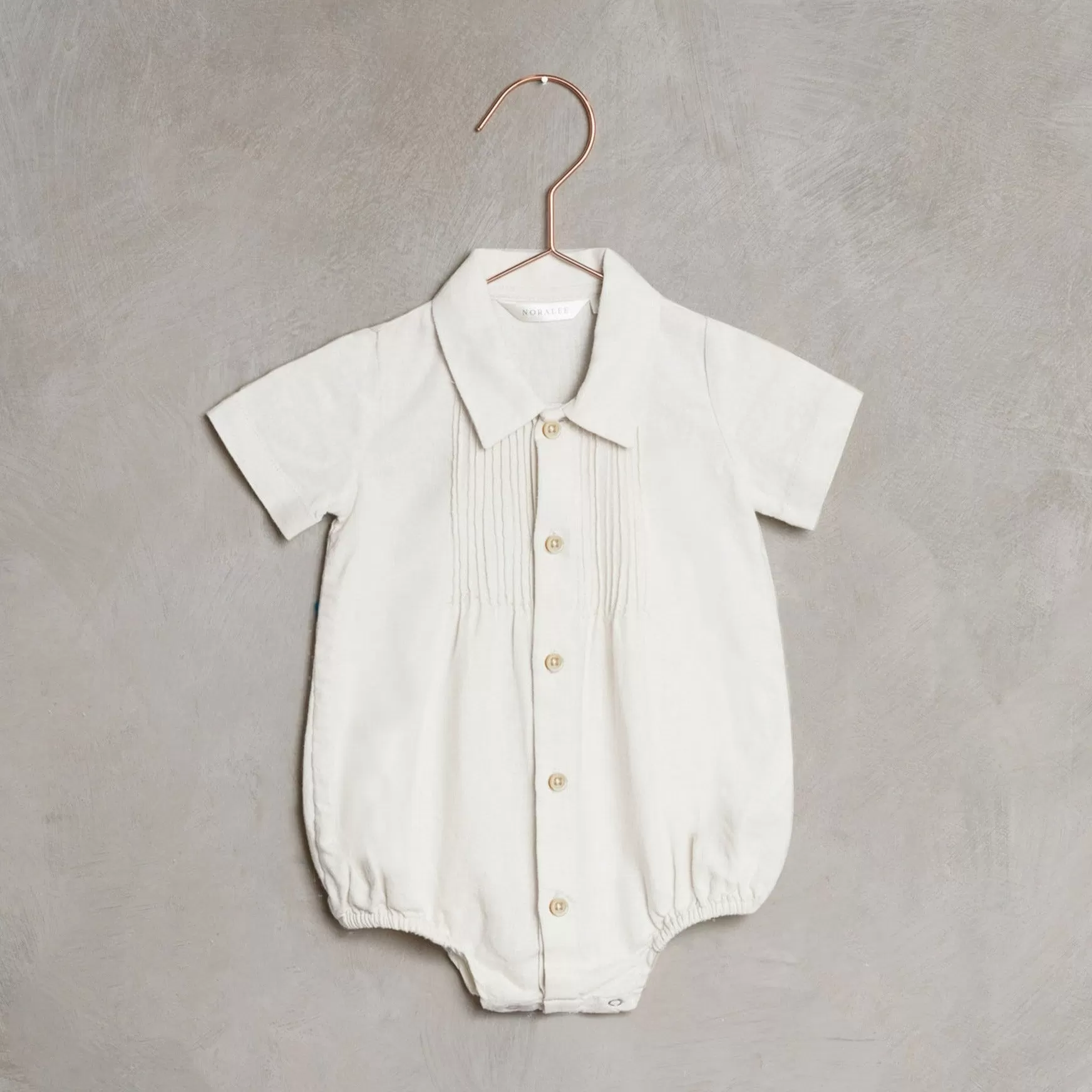 Noralee Baby Button Up Henry Dress Shirt Romper _White NL052-P001