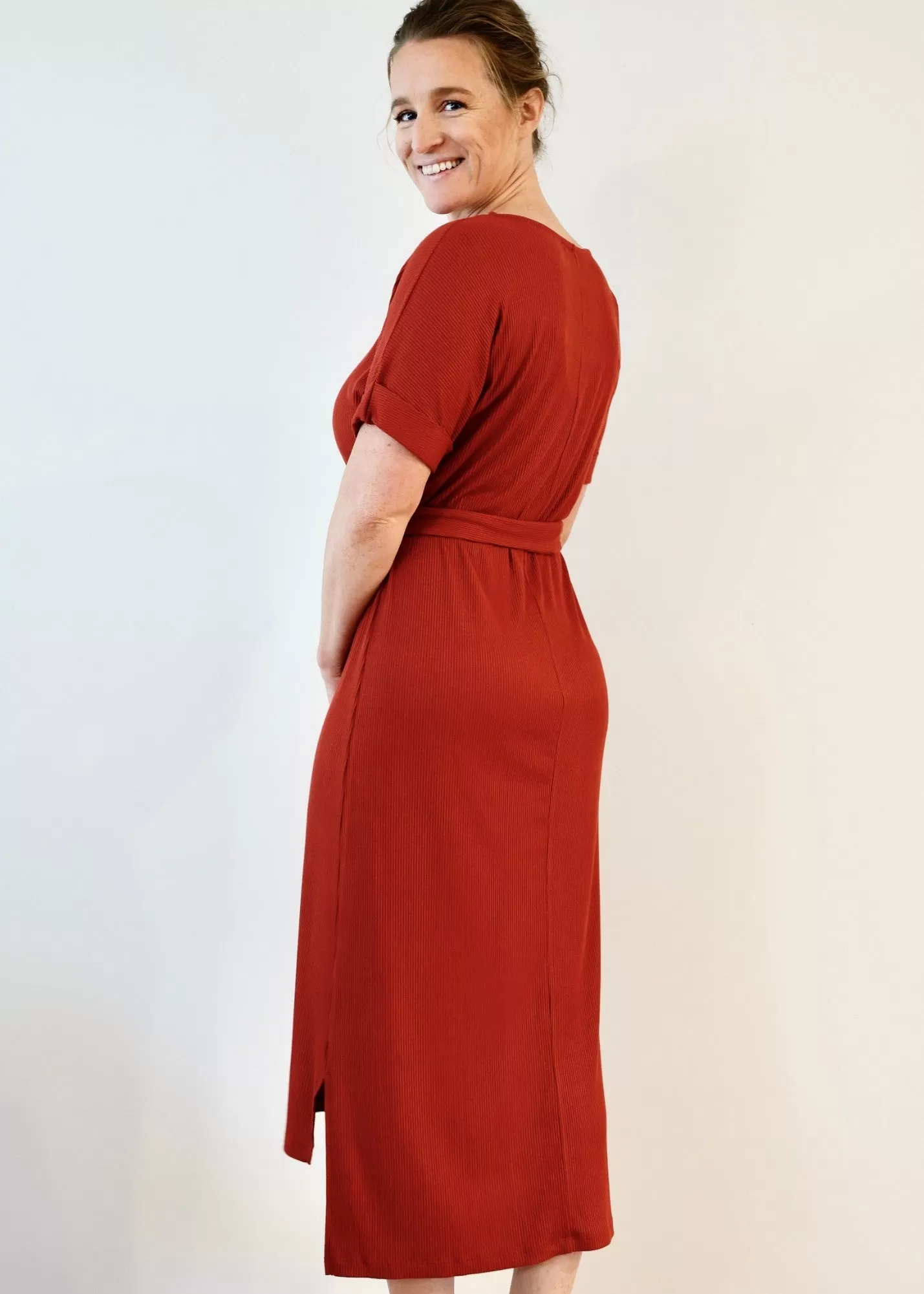 NOVAA Cuffed Modal Dress in Red