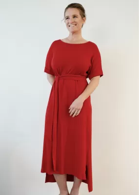 NOVAA Cuffed Modal Dress in Red