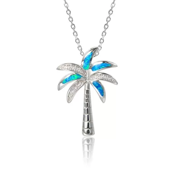 Opal Tropical Palm Tree Pendant