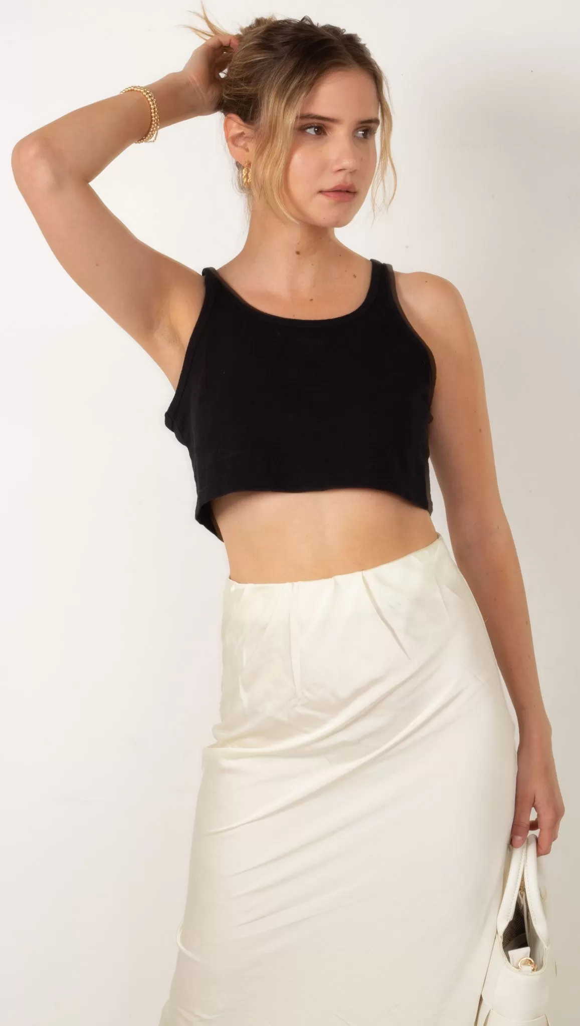 Oversized Crop Tank - Black