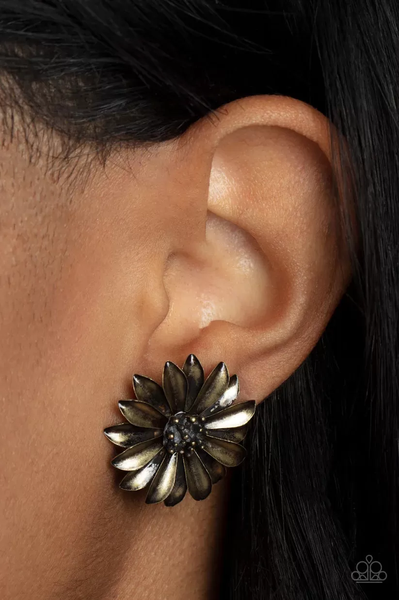 Paparazzi Daisy Dilemma Brass Post Earrings