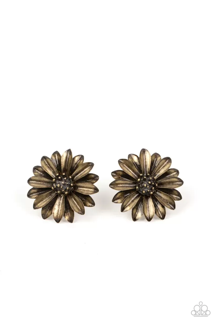 Paparazzi Daisy Dilemma Brass Post Earrings