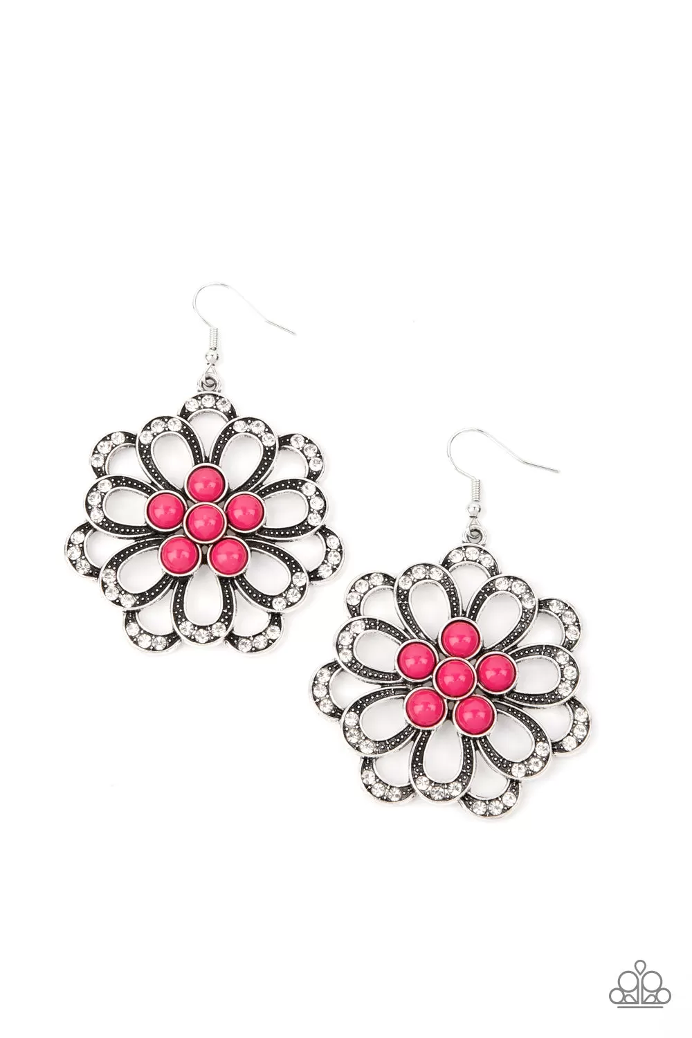 Paparazzi Dazzling Dewdrops - Pink Floral Earring