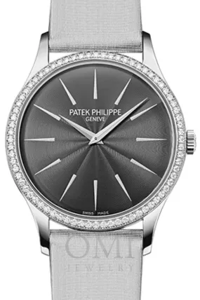 Patek Philippe Calatrava Ladies White Gold Slate Dial 4897G-010 With Leather Strap