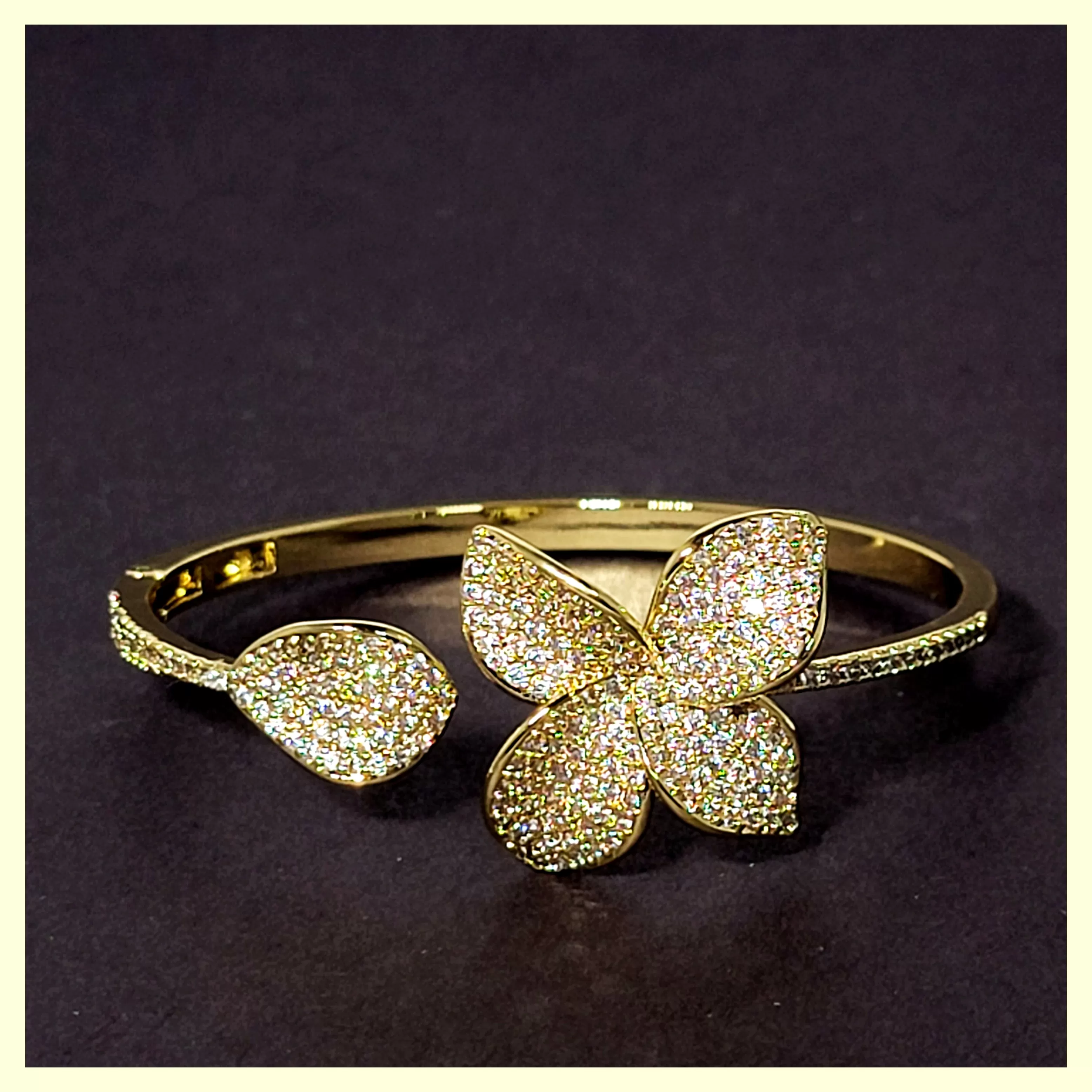 Pavé Flower Open Cuff