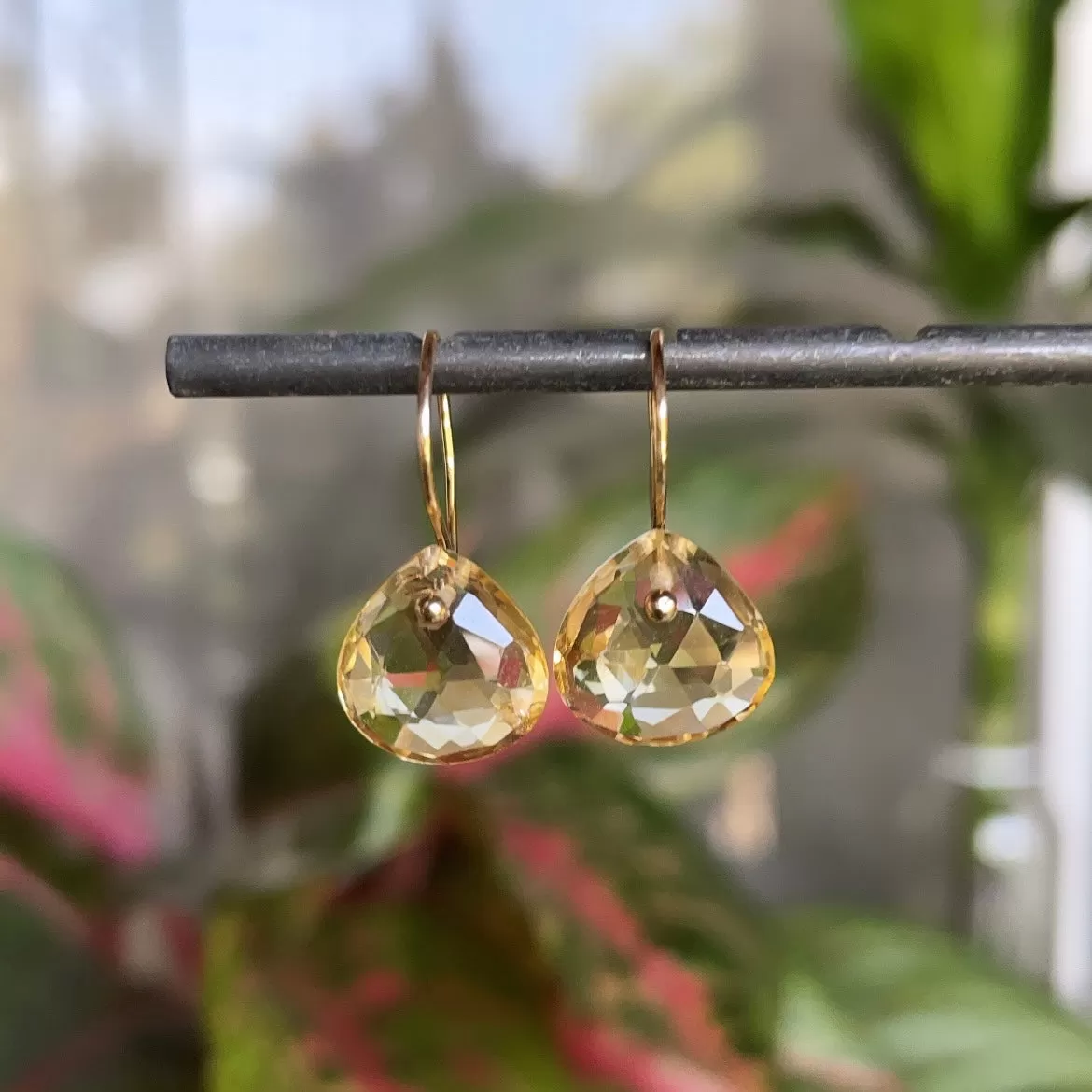 Petite citrine heart earrings