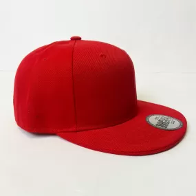 Plain Snapback 5 Panel Hat - Red