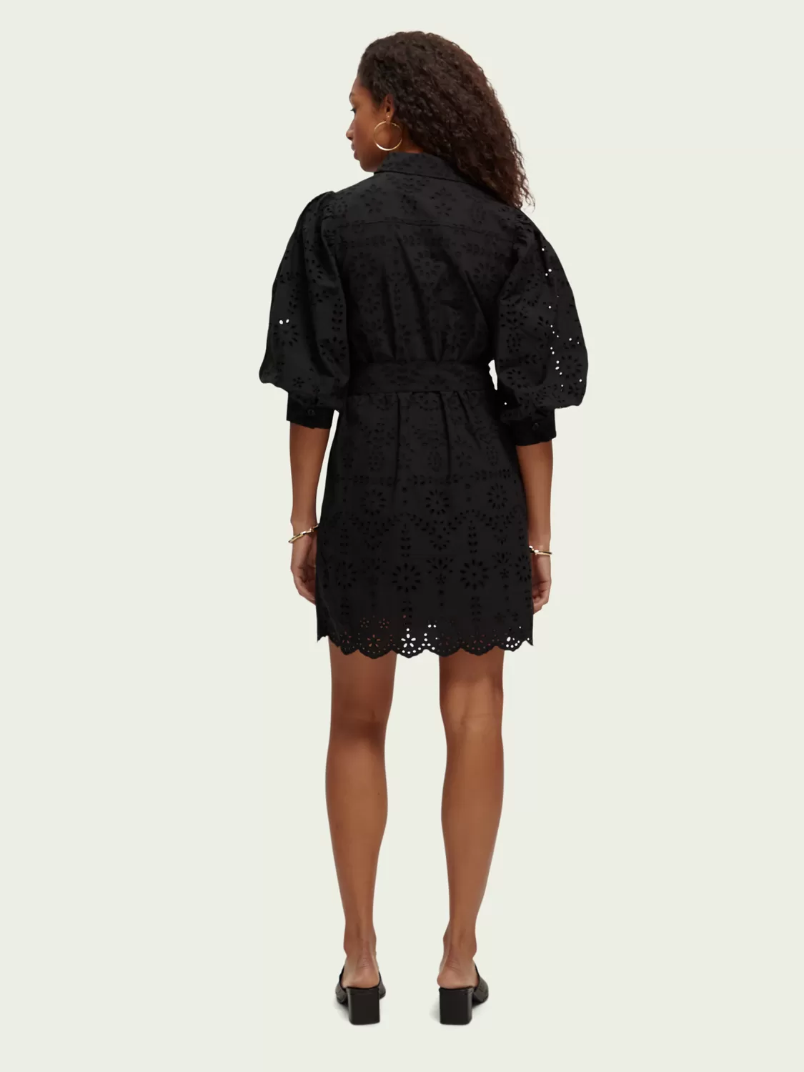 Puffed Sleeve Broderie Anglaise Mini Dress