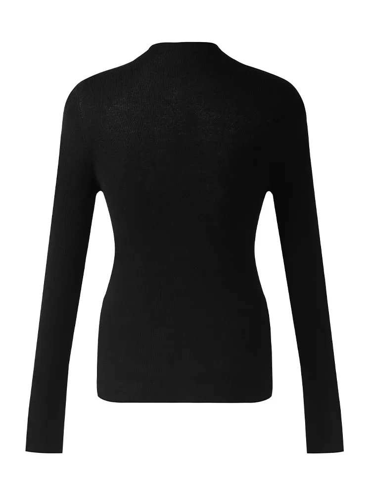 Pure Wool Mock Neck Women Sweater