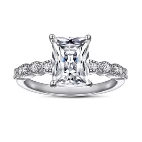 Radiant Cut Half Eternity Engagement Ring